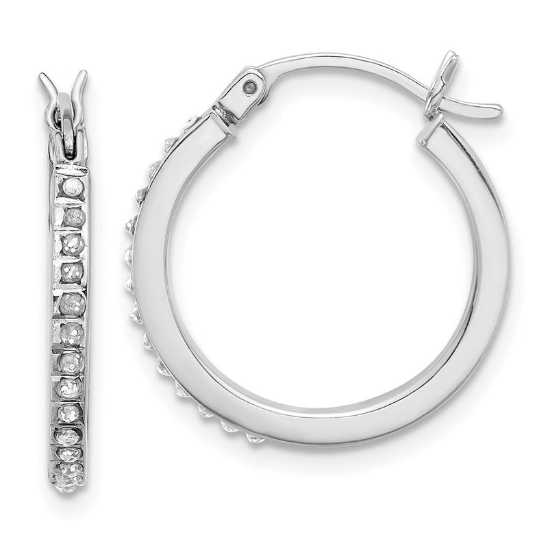 Sterling Silver Platinum-Plated Diamond Mystique Diamond Dust/accent Hoop Earrings