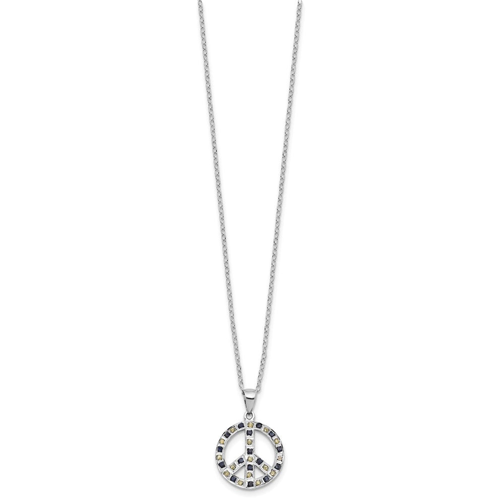 Sterling Silver Plat-Pltd Diamond Mystique Dia Dust/accent Blk/ White Peace Neck