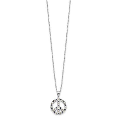 Sterling Silver Plat-Pltd Diamond Mystique Dia Dust/accent Blk/ White Peace Neck