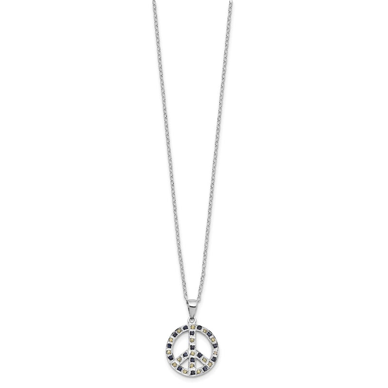 Sterling Silver Plat-Pltd Diamond Mystique Dia Dust/accent Blk/ White Peace Neck