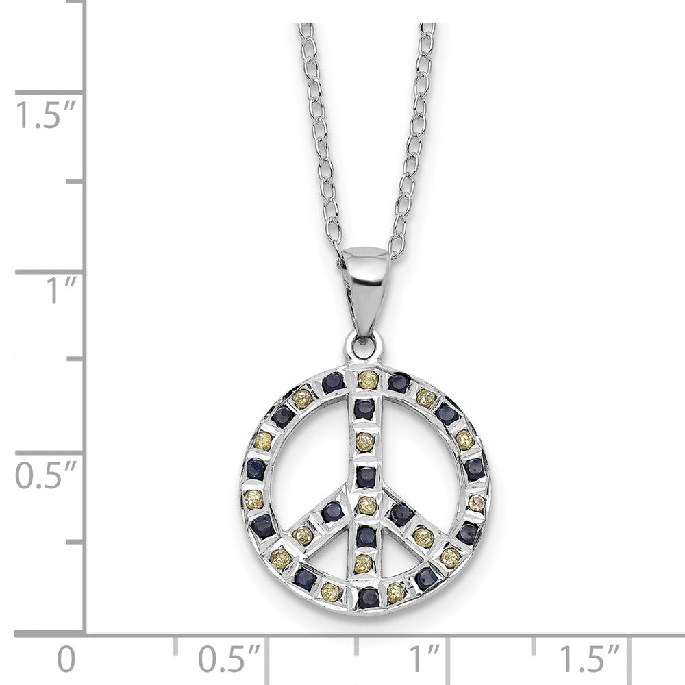 Sterling Silver Plat-Pltd Diamond Mystique Dia Dust/accent Blk/ White Peace Neck