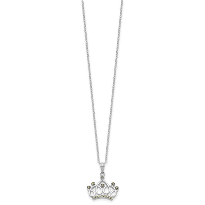 Sterling Silver Plat-Pltd Diamond Mystique Diamond Dust/accent Crown Necklace