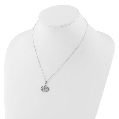 Sterling Silver Plat-Pltd Diamond Mystique Diamond Dust/accent Crown Necklace