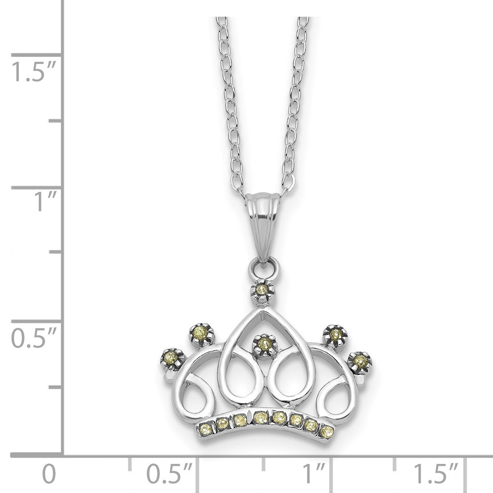 Sterling Silver Plat-Pltd Diamond Mystique Diamond Dust/accent Crown Necklace