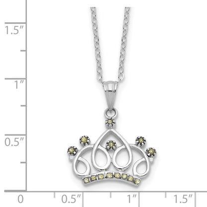 Sterling Silver Plat-Pltd Diamond Mystique Diamond Dust/accent Crown Necklace