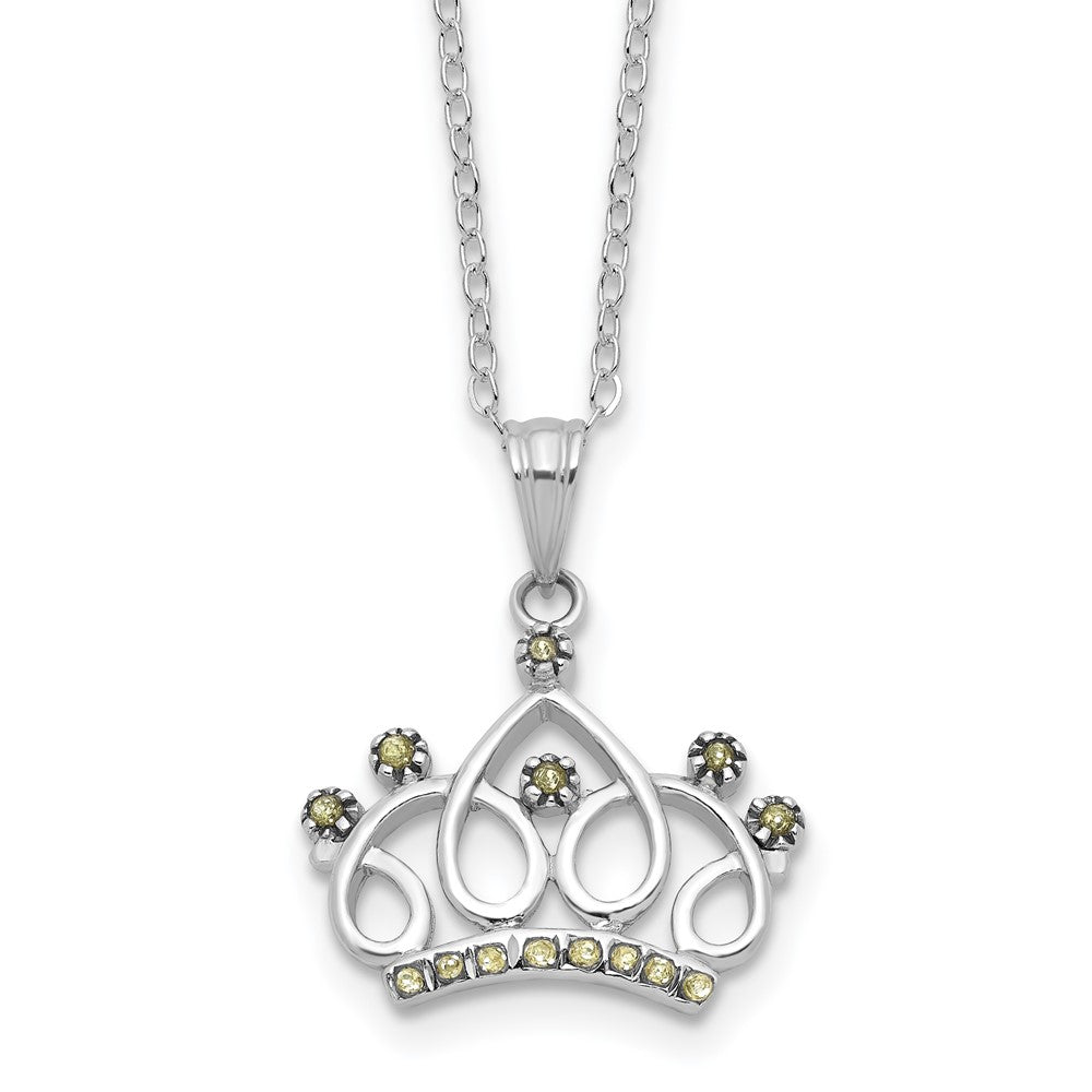 Sterling Silver Plat-Pltd Diamond Mystique Diamond Dust/accent Crown Necklace