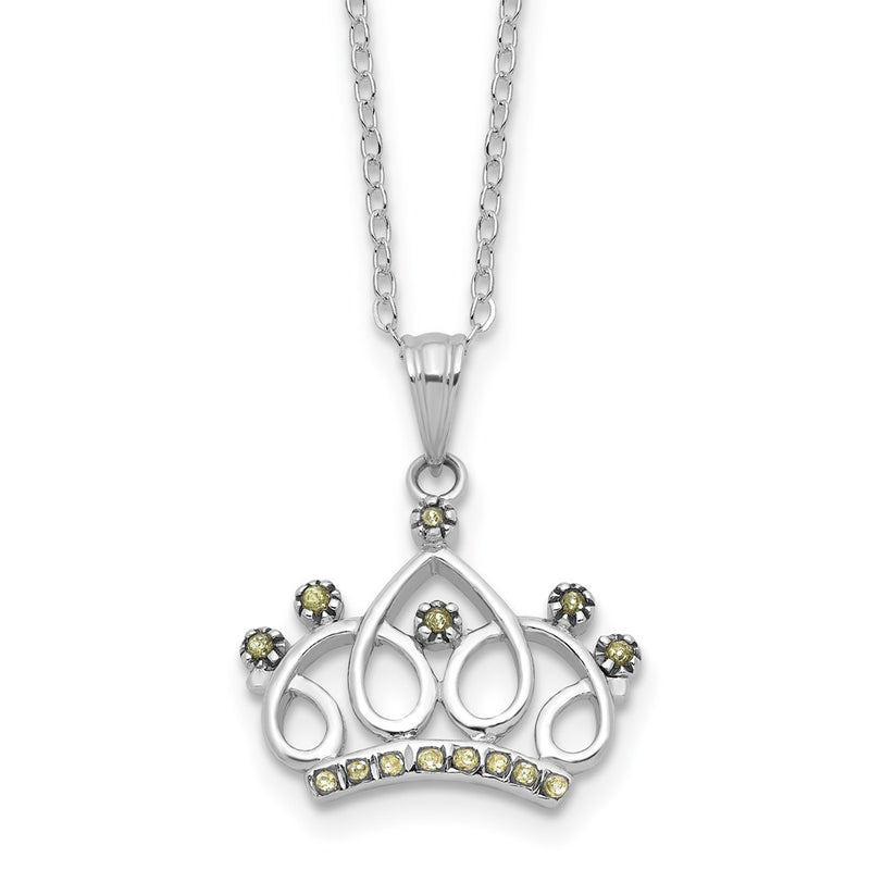 Sterling Silver Plat-Pltd Diamond Mystique Diamond Dust/accent Crown Necklace