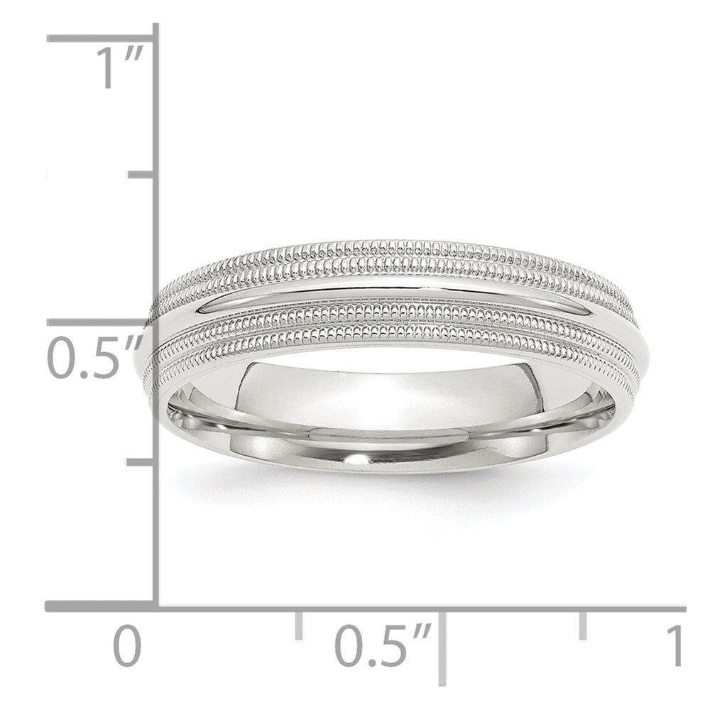 Sterling Silver 5mm Comfort Fit Double Milgrain Size 6.5 Band