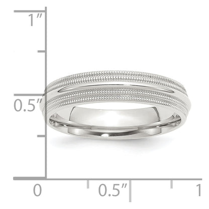 Sterling Silver 5mm Comfort Fit Double Milgrain Size 6.5 Band