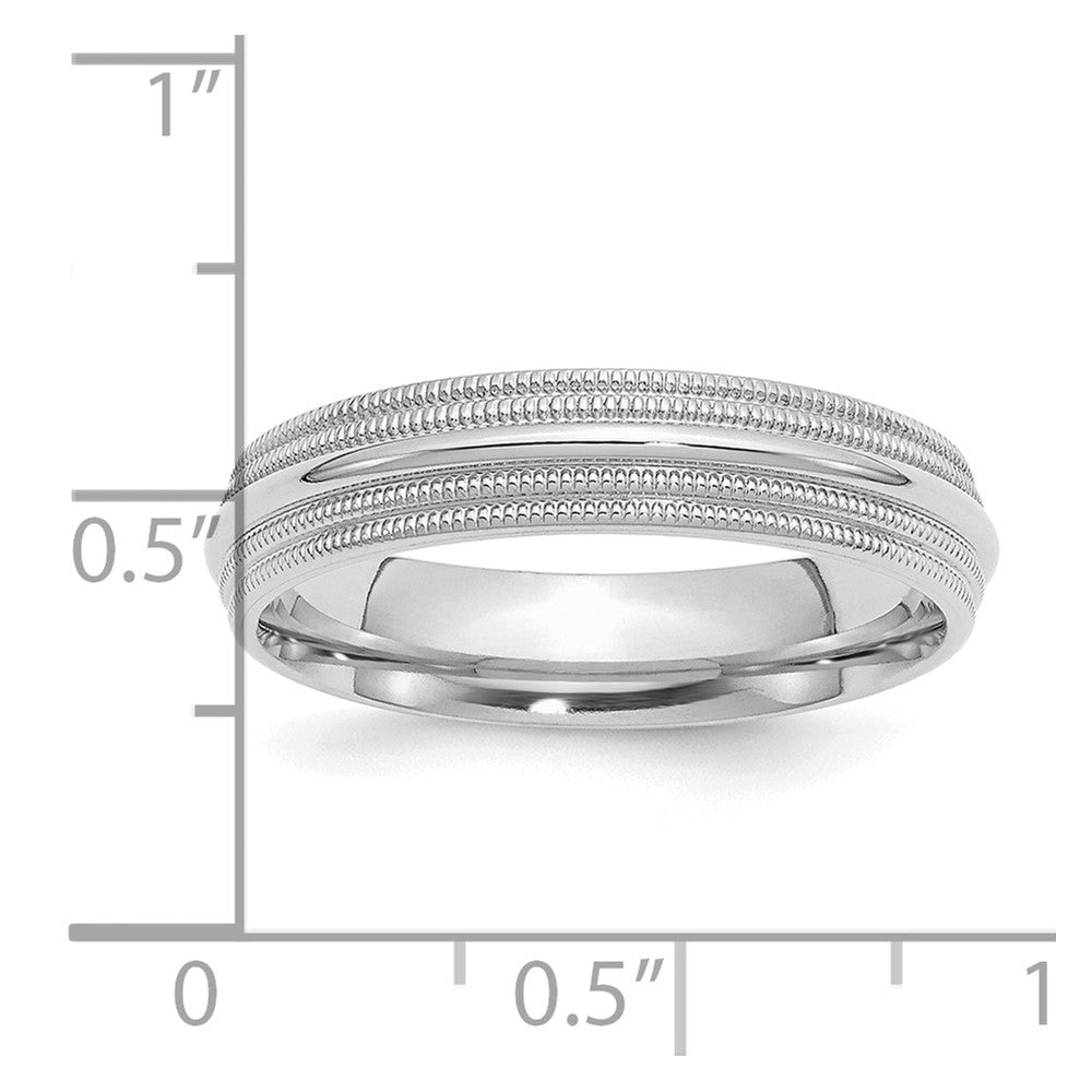 Sterling Silver Rhodium Plated 5mm Comfort Fit Double Milgrain Band