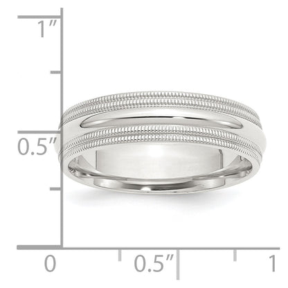 Sterling Silver 6mm Comfort Fit Double Milgrain Size 9 Band