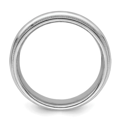 Sterling Silver Rhodium 6mm Comfort Fit Double Milgrain Size 11 Band