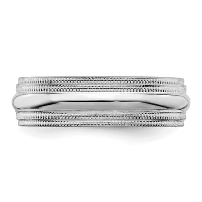 Sterling Silver Rhodium 6mm Comfort Fit Double Milgrain Size 12.5 Band