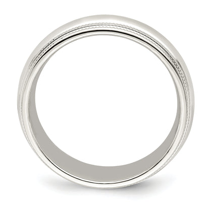 Sterling Silver 7mm Comfort Fit Double Milgrain Size 9.5 Band