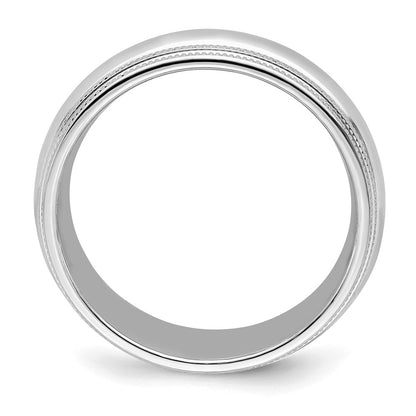 Sterling Silver Rhodium Plated 7mm Comfort Fit Double Milgrain Band