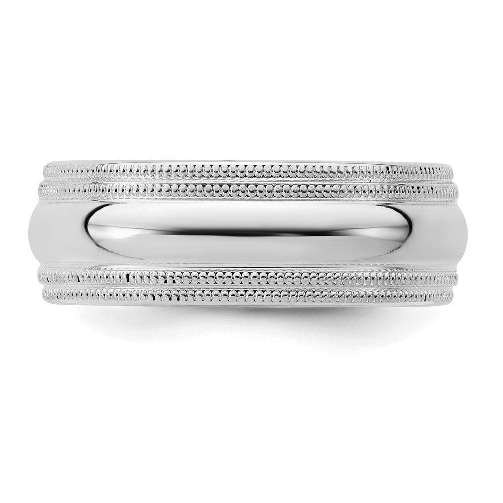 Sterling Silver Rhodium Plated 7mm Comfort Fit Double Milgrain Band