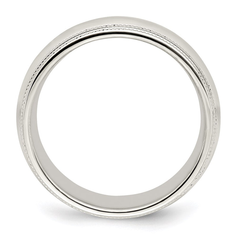 Sterling Silver 8mm Comfort Fit Double Milgrain Size 7 Band
