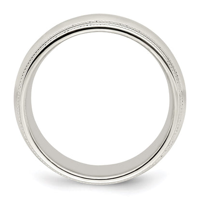 Sterling Silver 8mm Comfort Fit Double Milgrain Size 4.5 Band