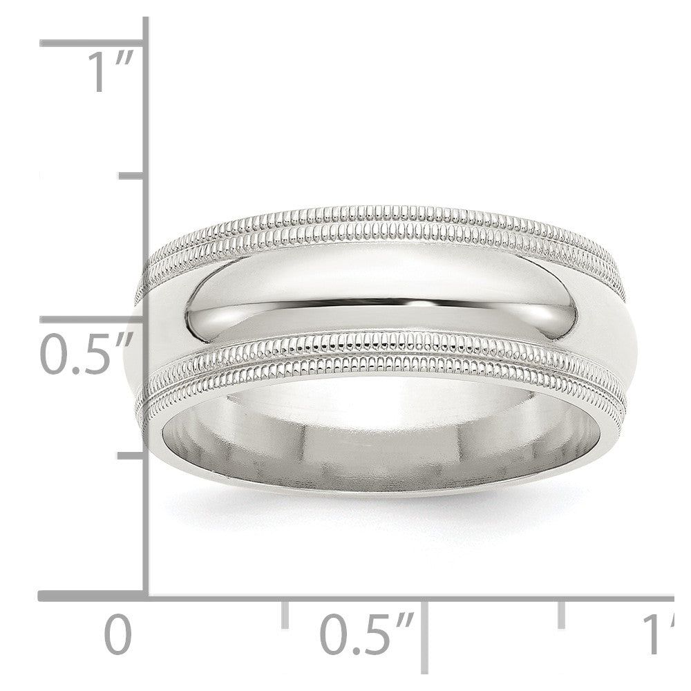 Sterling Silver 8mm Comfort Fit Double Milgrain Size 5 Band