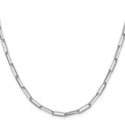 Sterling Silver Rhodium-Plated 3.5mm D/c Paperclip Chain