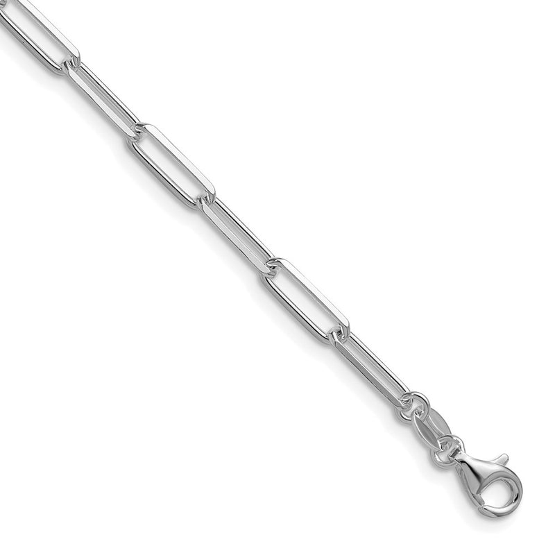 Sterling Silver Rhodium-Plated 3.5mm D/c Paperclip Chain