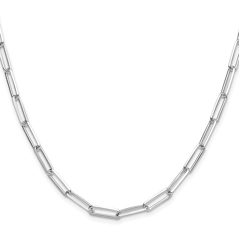 Sterling Silver Rhodium-Plated 4.4mm D/c Paperclip Chain