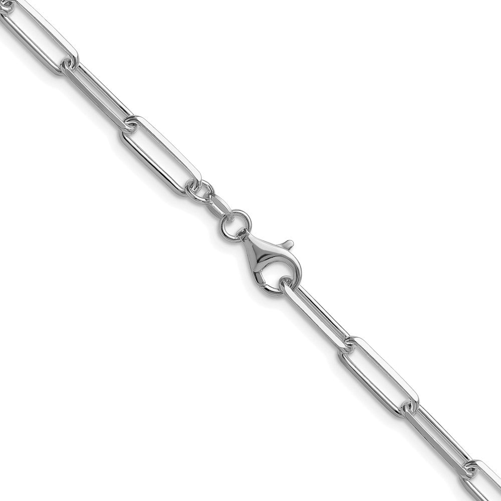 Sterling Silver Rhodium-Plated 4.4mm D/c Paperclip Chain