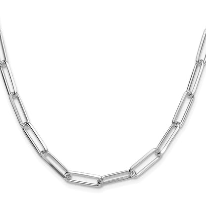 Sterling Silver Rhodium-Plated 5.5mm D/c Paperclip Chain