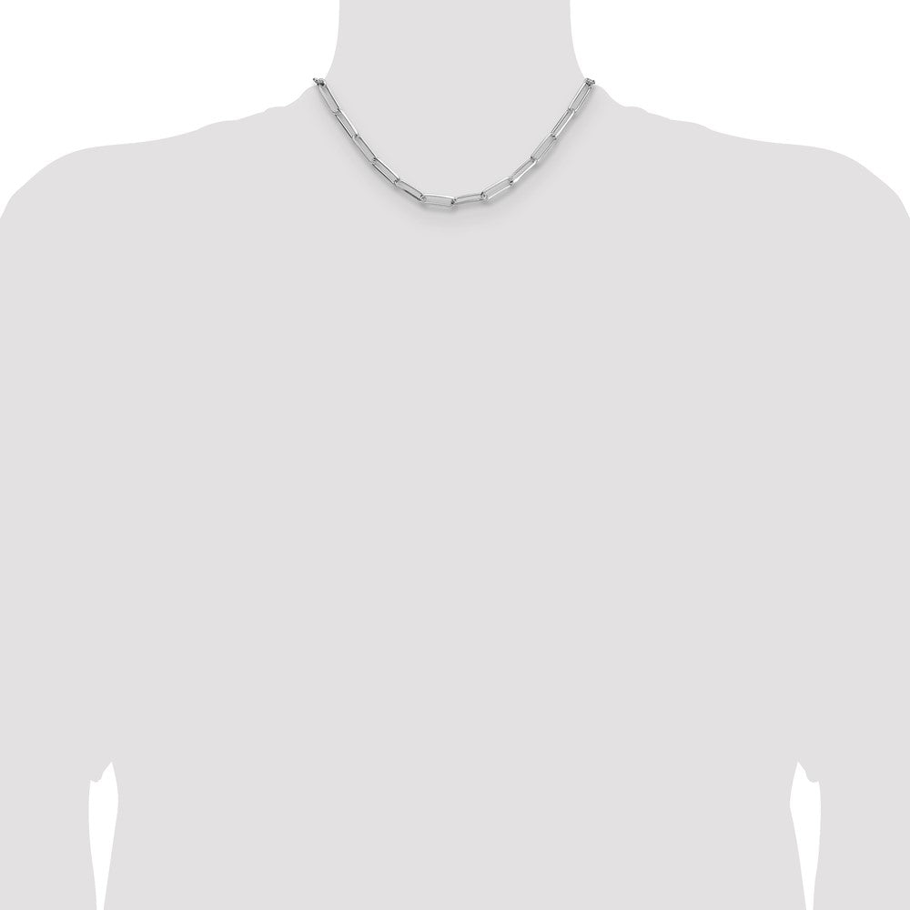 Sterling Silver Rhodium-Plated 5.5mm D/c Paperclip Chain