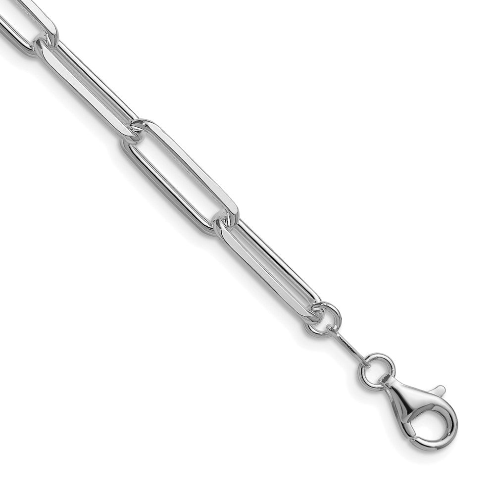Sterling Silver Rhodium-Plated 5.5mm D/c Paperclip Chain