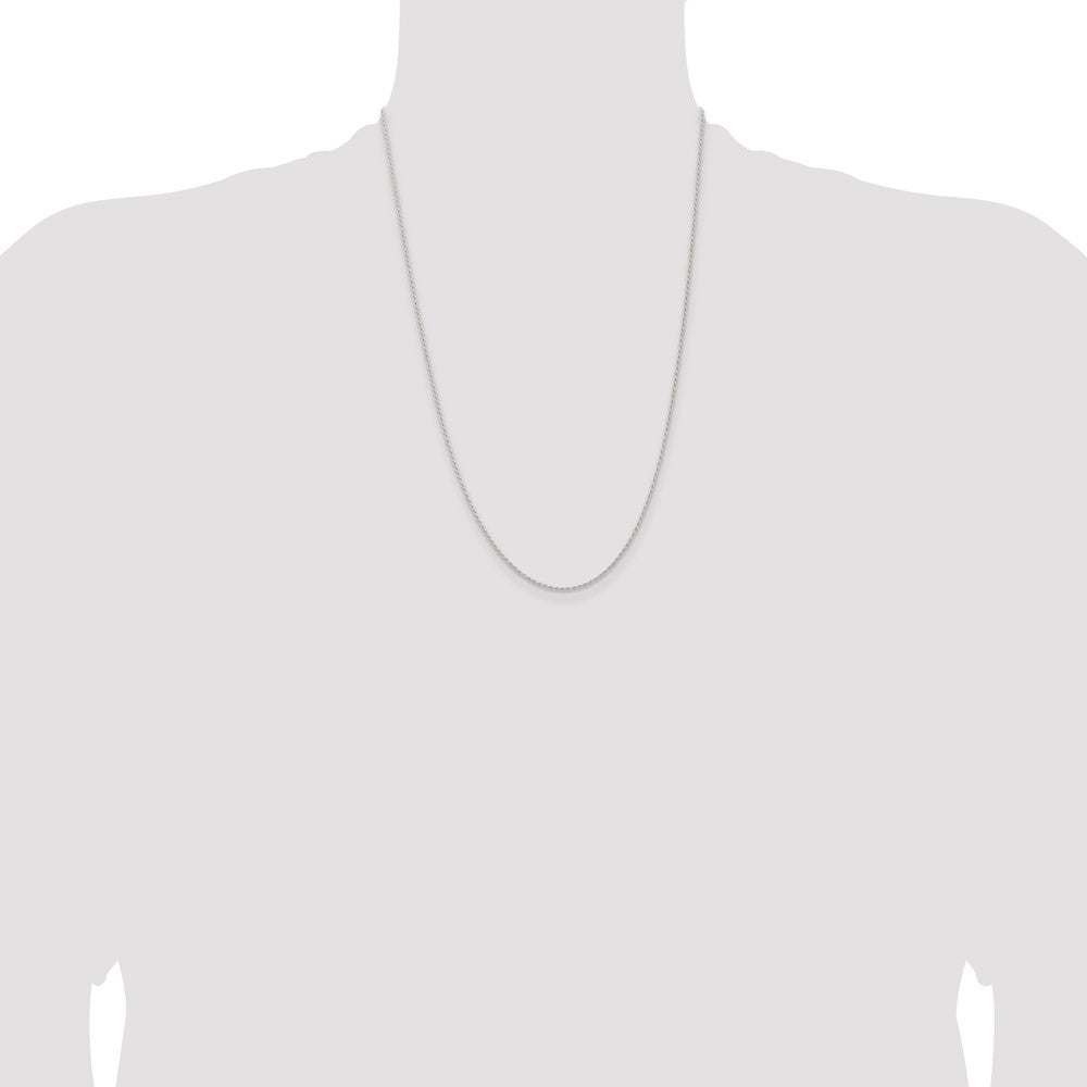 24 Inch Sterling Silver 1.3mm Solid Rope Chain Necklace