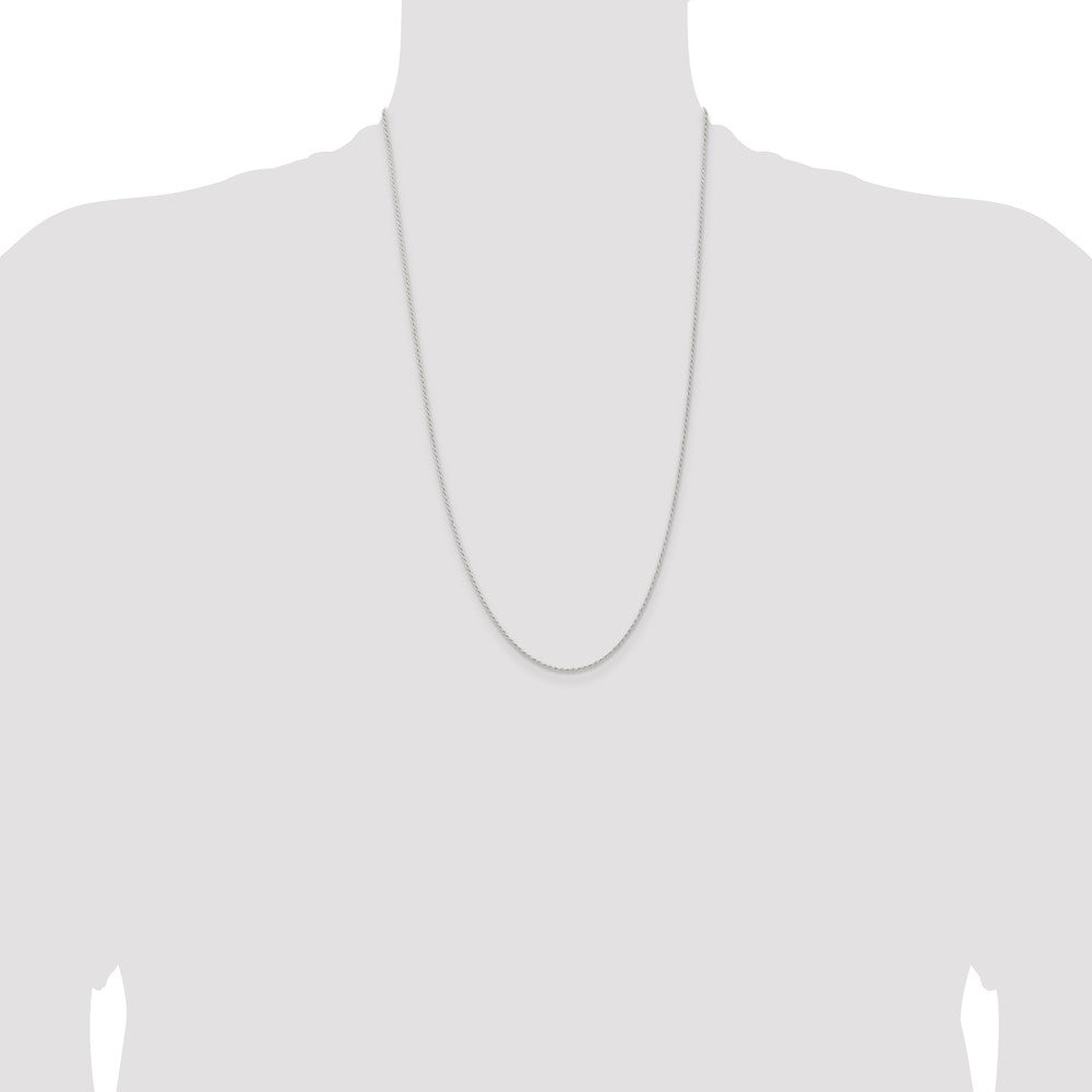 26 Inch Sterling Silver 1.3mm Solid Rope Chain Necklace