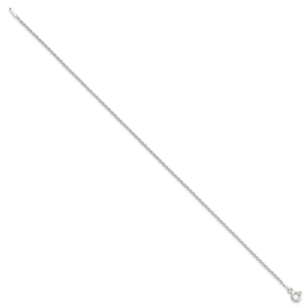10 Inch Sterling Silver 1.3mm Solid Rope Chain Anklet