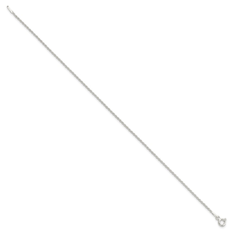 10 Inch Sterling Silver 1.3mm Solid Rope Chain Anklet