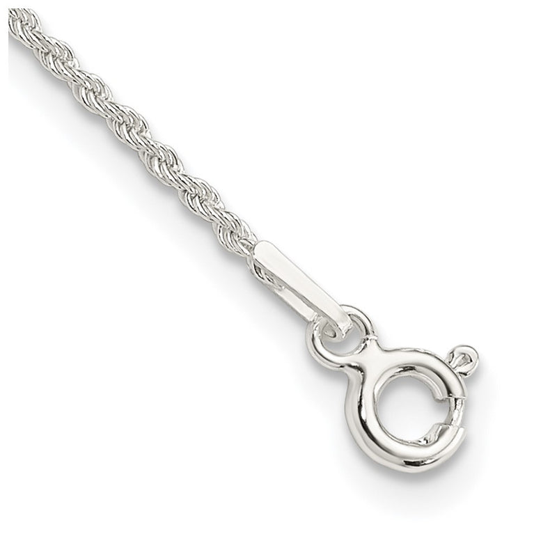 10 Inch Sterling Silver 1.3mm Solid Rope Chain Anklet