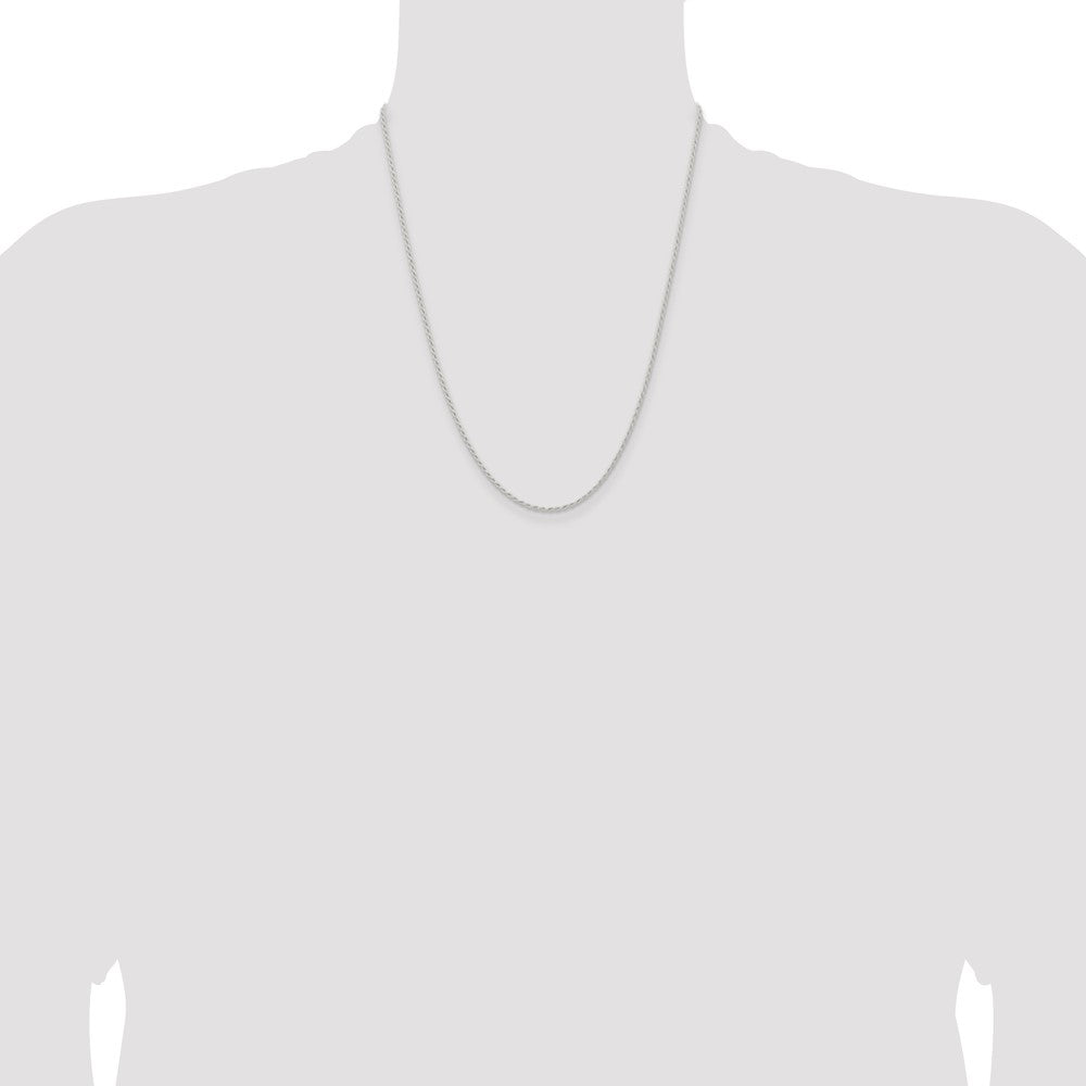 22 Inch Sterling Silver 1.5mm Solid Rope Chain Necklace