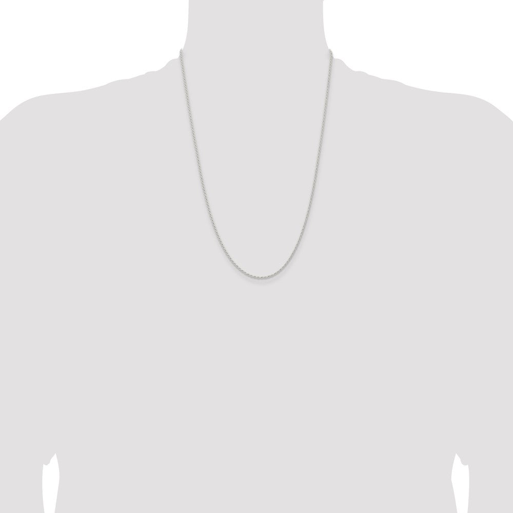 24 Inch Sterling Silver 1.5mm Solid Rope Chain Necklace