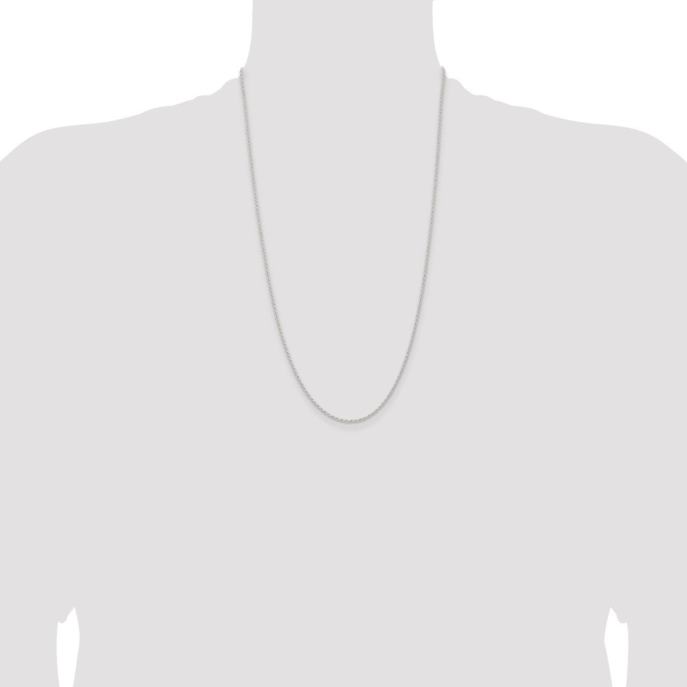 26 Inch Sterling Silver 1.5mm Solid Rope Chain Necklace