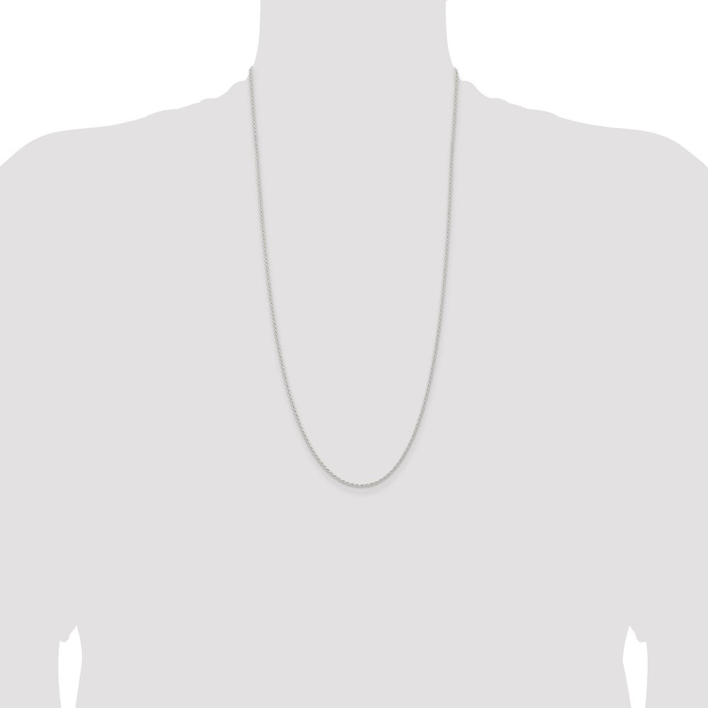 28 Inch Sterling Silver 1.5mm Solid Rope Chain Necklace