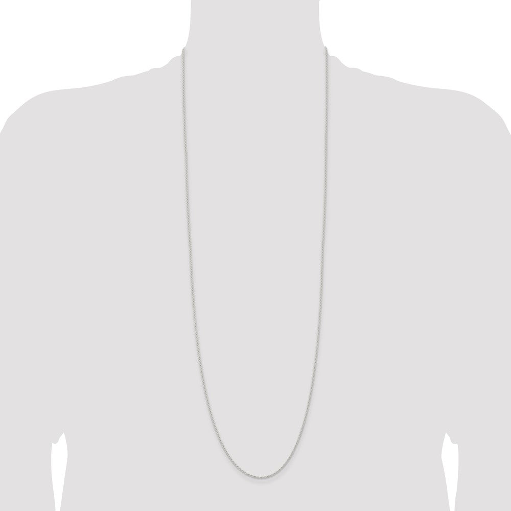 36 Inch Sterling Silver 1.5mm Solid Rope Chain Necklace