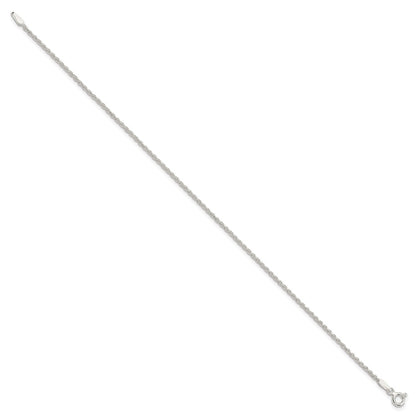 10 Inch Sterling Silver 1.5mm Solid Rope Chain Anklet