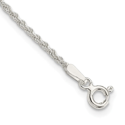 10 Inch Sterling Silver 1.5mm Solid Rope Chain Anklet