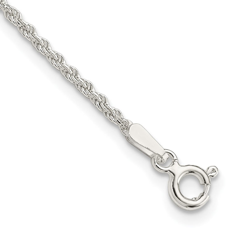 10 Inch Sterling Silver 1.5mm Solid Rope Chain Anklet
