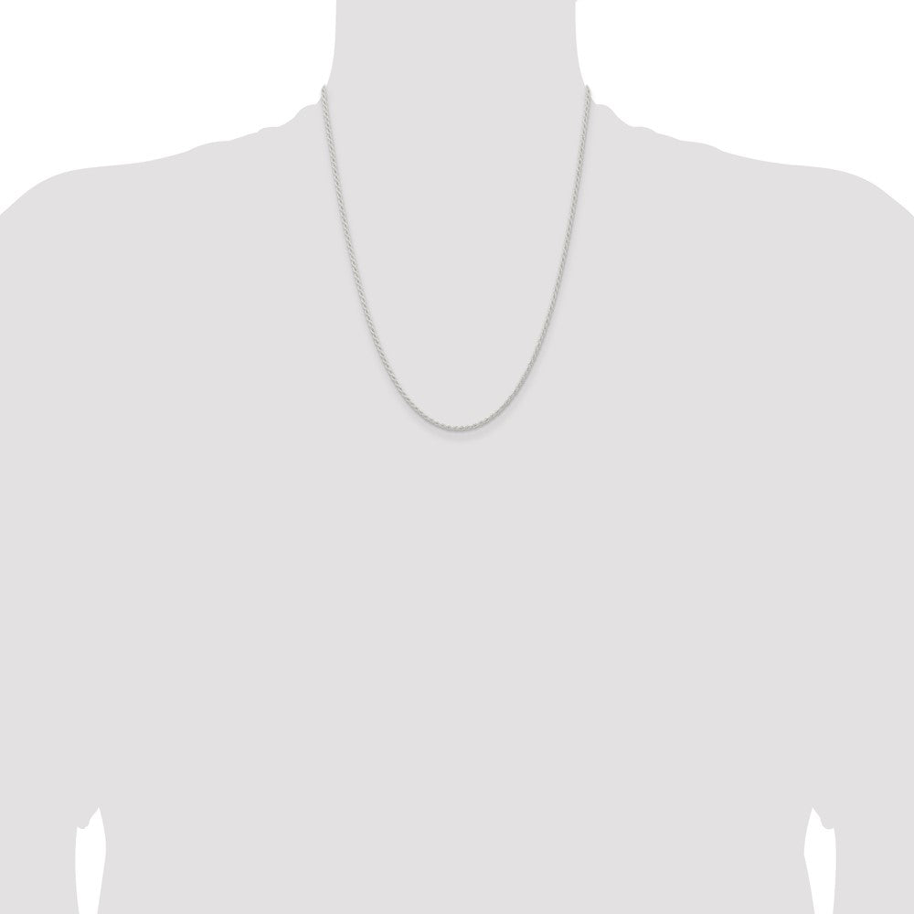22 Inch Sterling Silver 1.8mm Solid Rope Chain Necklace