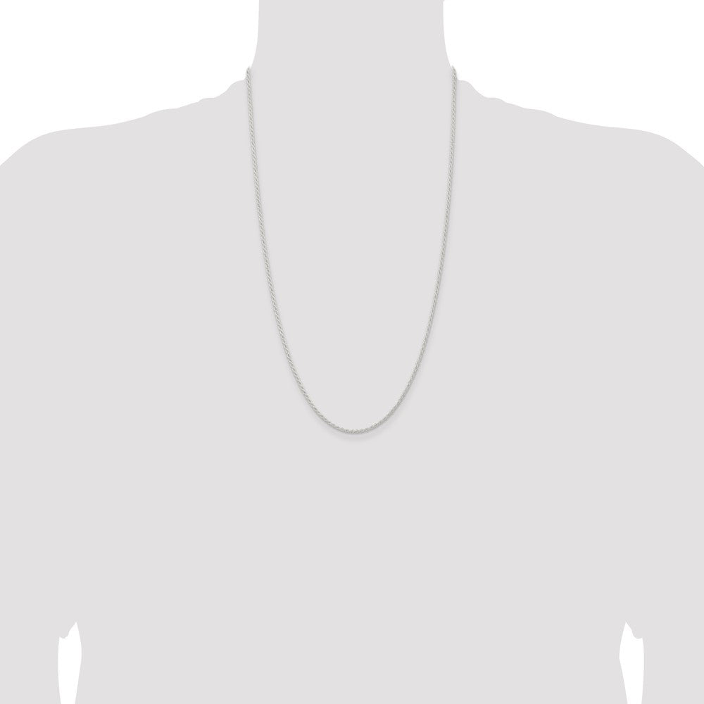 26 Inch Sterling Silver 1.8mm Solid Rope Chain Necklace