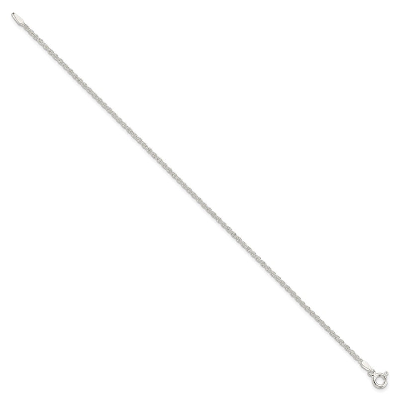 10 Inch Sterling Silver 1.8mm Solid Rope Chain Anklet