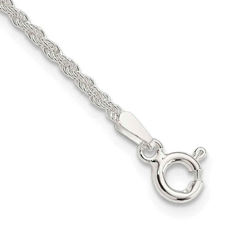 10 Inch Sterling Silver 1.8mm Solid Rope Chain Anklet