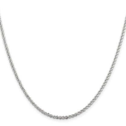 24 Inch Sterling Silver 2.3mm Solid Rope Chain Necklace