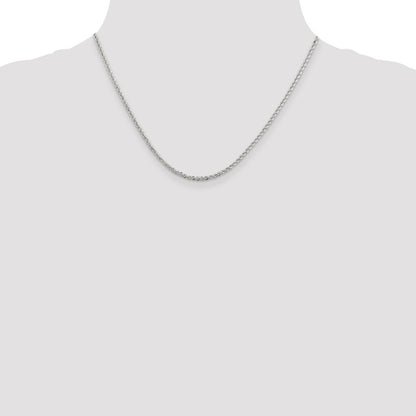 18 Inch Sterling Silver 2.3mm Solid Rope Chain Necklace