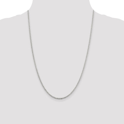 24 Inch Sterling Silver 2.3mm Solid Rope Chain Necklace